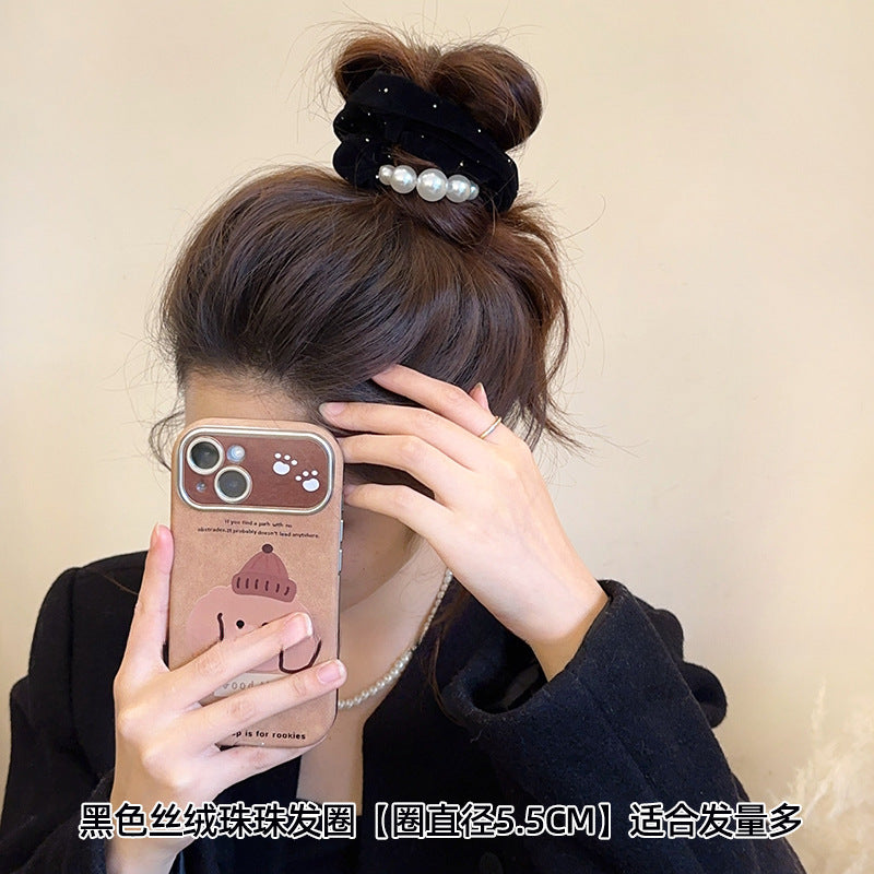 Wholesale Autumn and winter vintage velvet leopard print large hair rope